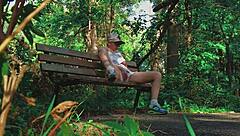 Blonde Amateur With Short Hair Gives Handjob Leading To Orgasm In Forest