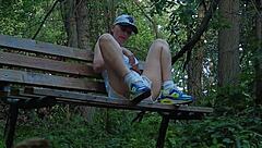 Blonde Amateur With Short Hair Gives Handjob Leading To Orgasm In Forest