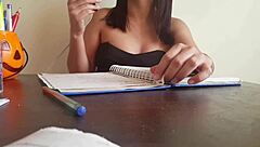 My Colombian stepsister says, 'Look at my panties under this miniskirt.'