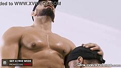 Falconstudios hunk threesome with sloppy handjob and deepthroat outdoor