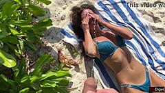 Girl Shocked By Golden Shower On Public Beach, Feeling Crazy Wet