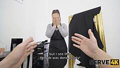 SERVE4K BARBER BANG WITH BIG ASS BRUNETTE IN REALITY GROUP ACTION!