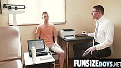 Doctor probes teen boy's tight ass with monster cock