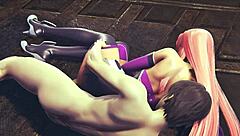 Makai Kishi from Taimanin Asagi 3 Gets Her Tight 18+ Pussy Pounded Hard in Spooning Pose