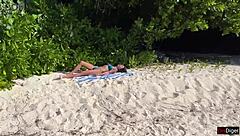 Girl Shocked By Golden Shower On Public Beach, Feeling Crazy Wet