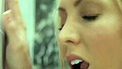 amazing blonde milf jennifer washes her epic fake tits naked!