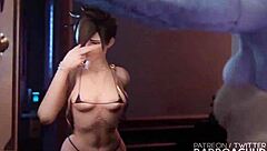 Watch this hentai girl take monster cock in her big ass and tits