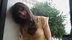 ivy rose subtly undresses in sauna, revealing small natural tits and ass