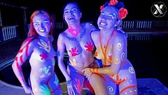 Latina lesbians party with massive pussy licking