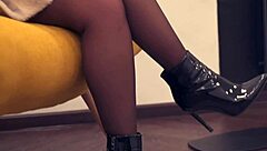 jeny smith sneaks naked into the office building, stripping in the elevator and on the stairs.