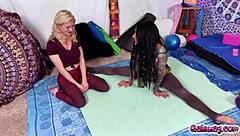Blonde Serene Siren Regains Inspiration with Jenevieve Hexxx's Yoga and Tribbing Skills