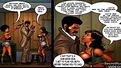 threesome with ebony girls and giant bbc sheriff in prison police criminal fuck