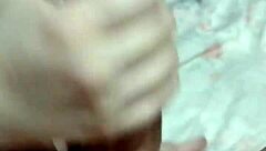 Latina teen gives blowjob and handjob while masturbating.