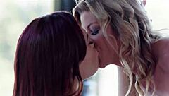 Busty Lesbian Milf Works Tongue On Young Pussy