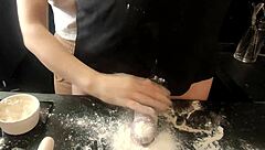 Milf Jerks Off Penis in Kitchen for Crazy Dinner