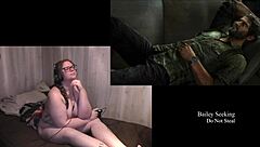 Naked brunette plays through last of us part 2