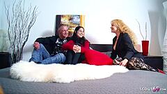 skinny 18+ stepdaughter deflowered by old german couple in wild threesome.