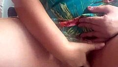 Public fingering of shaved pussy caught on camera