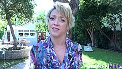 i motivate my stepson dee williams to clean the yard in the garden with a blonde helper