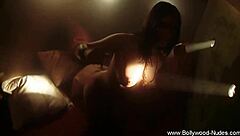 Indian brunette dancer feels ecstatic while teasingly undressing and exposing her nude body