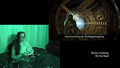 Naked Brunette BBW Plays Deadspace Part 8 with Big Natural Tits