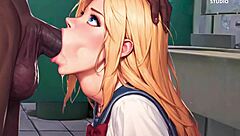 10 INCH BIG BLACK DICK DEEPTHROATS 18YO blonde student in PUBLIC TOILET 3D hentai