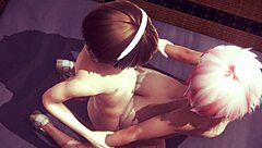 three femboys threesome with creampie, so hot