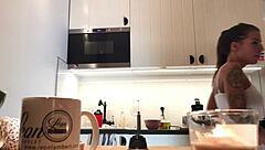 Perfect pokies on kitchen cam! Braless sylvia shows amazing nipples.