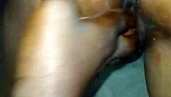 Asian teen uses toys for squirting sex with interracial partner and kissing.