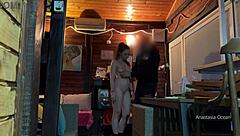 Delivery guy gropes naked tits publicly