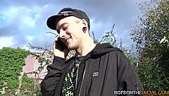 twinks picked up in car for hardcore threesome with blowjobs and anal