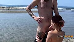 Alice Fantasy in Public Nudity at Beach Gets Drilled Hard