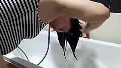 Voyeur Cam Captures Nude Regina Noir Showering Her Hair