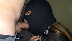 teen bandit sucking hostage's big cock in public captivity