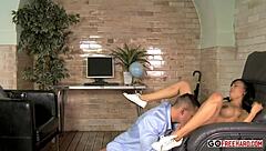 skinny exotic babe rides boss big cock in office