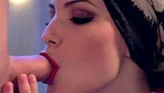 An experienced Asian MILF slowly pleasures her exotic body orally on the bed, showcasing her boobs and panties.