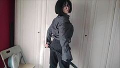 Lavinia Strips In Lingerie Despite Dressed As A Man