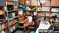 in the mall, a gay officer performs a deep cavity search on a straight guy for stolen items.