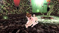 cute teen girl in 3d anime rides man's cock in reverse cowgirl with detailed motions