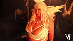 Fallen angel Carissma Rizzi Deluca spreads plump body for interracial roleplay. Huge cock fucks her big clit and belly.