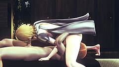 Japanese Femboy Zelda and Link in 69 Threesome Fuck