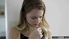 Daddy tricks blonde teen into taboo sex