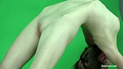 Young Brunette Gymnast Anna Mostik Spreads Wide!