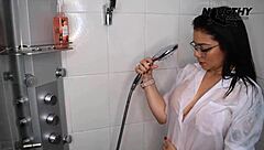 i ask my lover to record me masturbating in the shower, bent over and showing my ass