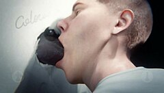 Soldier Gets Hard Blowjob and Swallows Cum in Army Bathroom Game