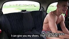 handsome muscled guy passionately bangs female cab driver