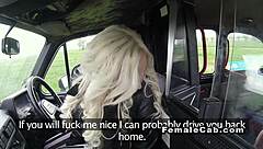 handsome muscled guy passionately bangs female cab driver