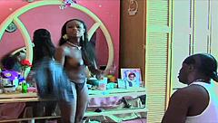 big titted ebony actress walks around naked on movie set, ends with jizz anal fucking