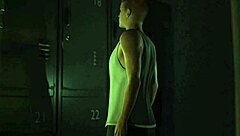 Soldier Gets Hard Blowjob and Swallows Cum in Army Bathroom Game