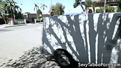 busty milf gets spitroasted and tastes hot cum